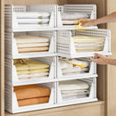 8 Pack Closet Organizers and Storage Plastic Stackable Storage Bins, Foldable Drawer Shelf Storage Container for Wardrobe Kitchen Bathroom Dorm White