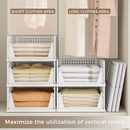 8 Pack Closet Organizers and Storage Plastic Stackable Storage Bins, Foldable Drawer Shelf Storage Container for Wardrobe Kitchen Bathroom Dorm White